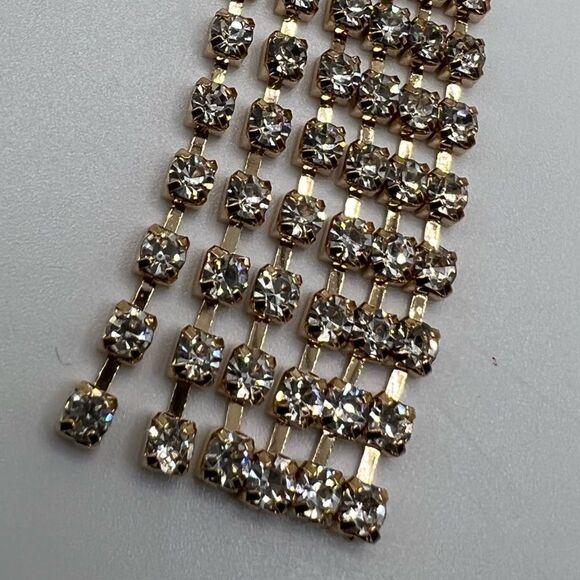 Vintage Pronged Rhinestone Gold Tone Dramatic Statement Earrings - Formal - Picture 4 of 6